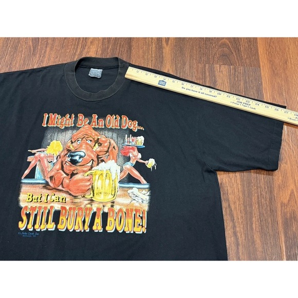 VTG I Might Be An Old Dog But I Can Still Bury A Bone Tshirt XXL Humor 80s CLEAN - Picture 12 of 16